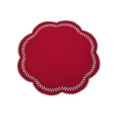 Waltons Scalloped Embroidered Leaf Placemats Red Waltons Scalloped Embroidered Leaf Placemats Red