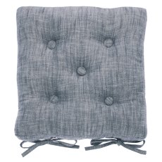Waltons Chambray Seat Pad & Ties Flint Blue