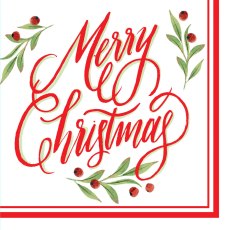 Glick Merry Christmas Rouge Napkins 20Pk Glick Merry Christmas Rouge Napkins 20Pk