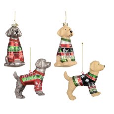 Kaemingk Dog In A Jumper Glass Tree Decoration Kaemingk Dog In A Jumper Glass Tree Decoration