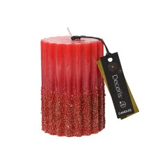 Kaemingk Red Glitter Pillar Candle Kaemingk Red Glitter Pillar Candle