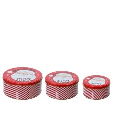Kaemingk Santa Set Of 3 Storage Tins Round Kaemingk Santa Set Of 3 Storage Tins Round