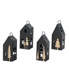 Kaemingk Iron Lantern With Plywood Tree Decor