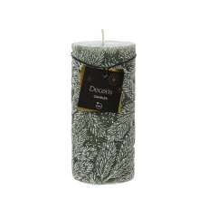 Kaemingk Snow Leaf Green Pillar Candles