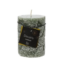 Kaemingk Snow Leaf Green Pillar Candles Kaemingk Snow Leaf Green Pillar Candles