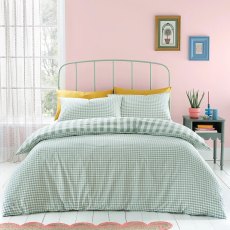 Catherine Lansfield Gingham Check Green Duvet Cover Set