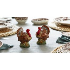 Spode Woodland Figural Turkey Salt & Pepper Shakers