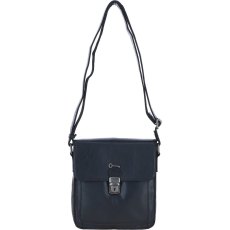 Ashwood Leather Medium Buckle Crossbody Bag Black