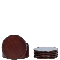 Ashwood Leather Round Coasters Tan
