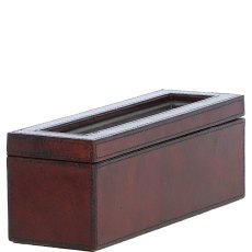 Ashwood Leather Glass Top Triple Watch Box Tan