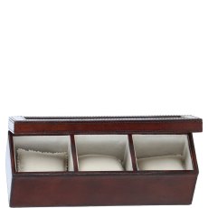 Ashwood Leather Glass Top Triple Watch Box Tan