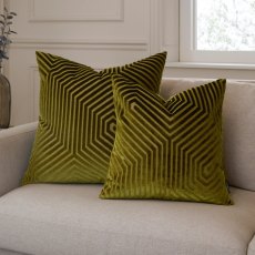 Paoletti Evoke Cut Olive Velvet Cushion Paoletti Evoke Cut Olive Velvet Cushion
