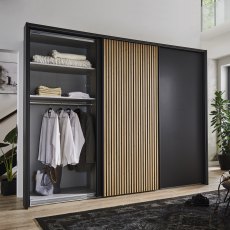 Wiemann Chicago 3m Sliding Wardrobe in Graphite with LEDs Wiemann Chicago 3m Sliding Wardrobe in Graphite with LEDs