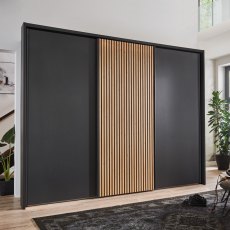 Wiemann Chicago 3m Sliding Wardrobe in Graphite with LEDs Wiemann Chicago 3m Sliding Wardrobe in Graphite with LEDs