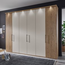 Wiemann Chicago 3m 6 Door Wardrobe in Champagne with Cornice and LEDs Wiemann Chicago 3m 6 Door Wardrobe in Champagne with Cornice and LEDs