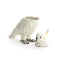 McGowan Rutherford White Ceramic Parrot Storage Jar/Vase