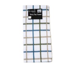 Le Chateaux Multi Check Cotton Terry Tea Towel Green Le Chateaux Multi Check Cotton Terry Tea Towel Green