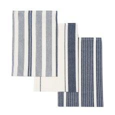 Le Chateaux Eco Stripe 3 Pack Tea Towels Blue Le Chateaux Eco Stripe 3 Pack Tea Towels Blue