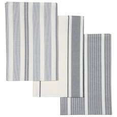 Le Chateaux Eco Stripe 3 Pack Tea Towels Grey