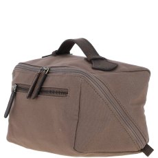 Ashwood Leather Fenland Canvas Leather Toiletry Bag Mud/Grey Ashwood Leather Fenland Canvas Leather Toiletry Bag Mud/Grey