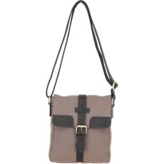 Ashwood Leather Fenland Canvas Leather Crossbody Bag Mud/Grey Ashwood Leather Fenland Canvas Leather Crossbody Bag Mud/Grey