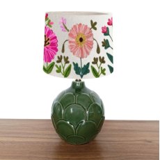 Aquarelle Home Lotus Ceramic Moss Base with Ensley Mini Shade
