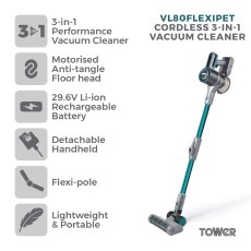 Tower VL80 Flexi Pet 3 in 1 Cordless Vacuum Cleaner Tower VL80 Flexi Pet 3 in 1 Cordless Vacuum Cleaner