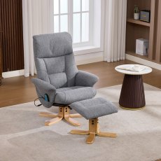 Normandy Chair & Stool Set with Heat Massage in Slate Fabric Normandy Chair & Stool Set with Heat Massage in Slate Fabric