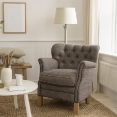 Dean Button Back Chair in Harrington Tweed