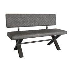 Fusion Oak 140cm Upholstered Dining Bench with Back in Graphite Fusion Oak 140cm Upholstered Dining Bench with Back in Graphite