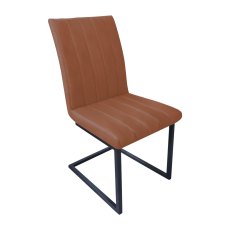 Fusion Oak Retro Stitch Dining Chair Pair in Tan