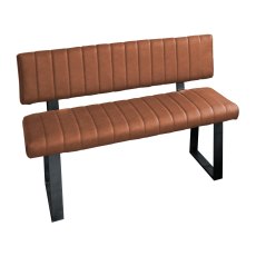 Fusion Oak Retro Stitch 1.2m Low Bench with Back in Tan