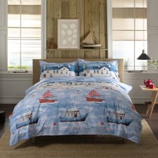 Lobster Creek Coastal Fishing Village Duvet Cover Set
