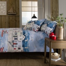 Lobster Creek Coastal Fishing Village Duvet Cover Set