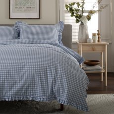 The Lyndon Company Gingham Frilled Fog Duvet Set