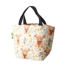 Eco Chic Floral Highland Cow Insulated Foldable Lunch Bag