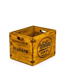 McGowan Rutherford Antiqued Wood Vintage Vinyl LP Record Storage Box