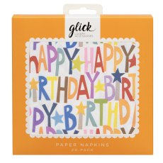 Glick Happy Birthday Scallop Edge Paper Napkins 20pk