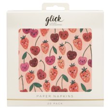 Glick Cherry Strawbs Paper Napkins 20pk Glick Cherry Strawbs Paper Napkins 20pk