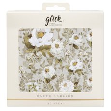 Glick Grey Floral Paper Napkins 20pk