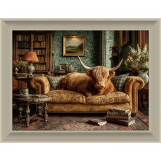 Artko Lounging Highland Cow Framed Print