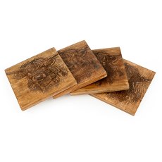 Candlelight Highland Cow Set of 4 Coasters