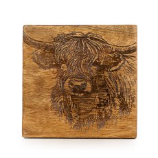 Candlelight Highland Cow Set of 4 Coasters