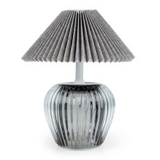 Candlelight Ridged Glass Battery Led Lamp Grey Candlelight Ridged Glass Battery Led Lamp Grey