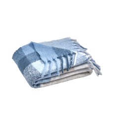 Catherine Lansfield Faux Mohair Check Blue Throw Catherine Lansfield Faux Mohair Check Blue Throw