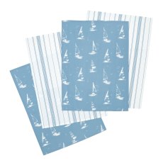 Catherine Lansfield Salcombe Boats Blue Tea Towels 4 Pack