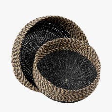 Pacific Seagrass Natural And Black Set Of 2 Round Baskets
