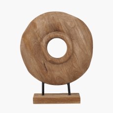 Pacific Natural Handcarved Mango Wood Circular Ornament