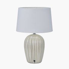 Pacific Cannes Sage And White Stripe Ceramic Table Lamp