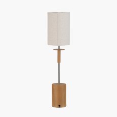 Pacific Bonham Natural Wood Veneer & Silver Metal Table Lamp